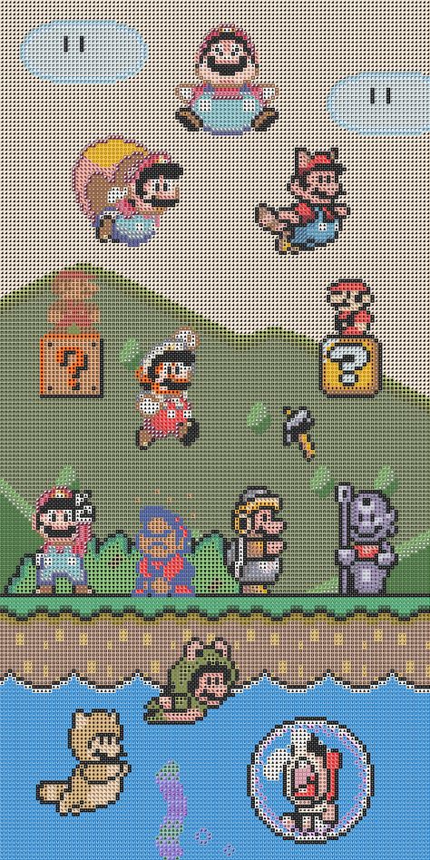 Cross Stitch Charts, Mario And Friends, Nintendo Tattoo, Geeky Craft, Nerd Crafts, Diy Broderie, 8bit Art, Geek Crafts, Cross Stitching