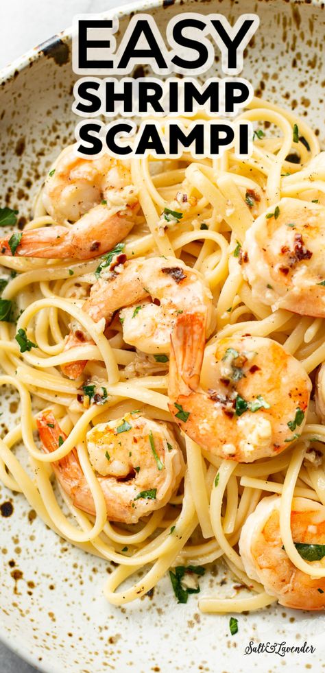 Shrimp And Butter Noodles, Shrimp Over Pasta, Baked Garlic Shrimp Scampi, Shrimp Scampi For Two, Shrimp Scampi Over Pasta, Recipes With Shrimp Scampi, Essen, Shrimp Scampi Seasoning Recipe, Garlic Butter Pasta With Shrimp