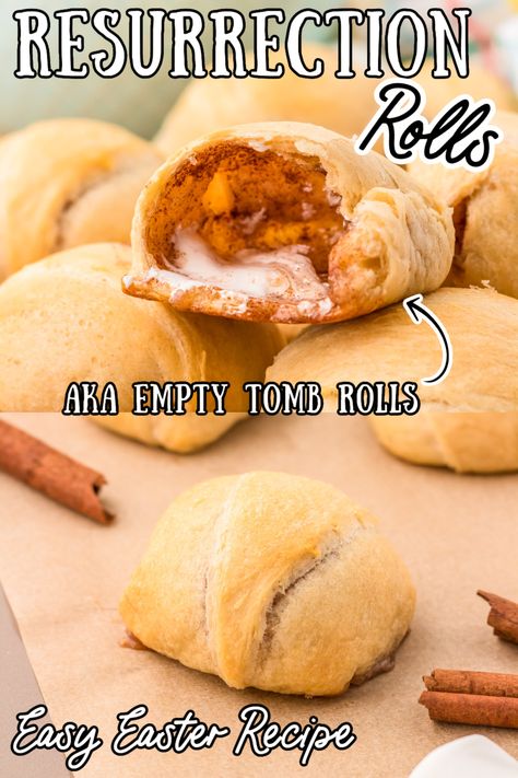 Jesus Tomb Marshmallow, Resurrection Buns Crescent Rolls, Crescent Roll Empty Tomb, Tomb Crescent Rolls, Crescent Roll Easter Tomb, Empty Tomb Biscuits, Empty Tomb Crescent Rolls, Easter Resurrection Rolls, Empty Tomb Dessert