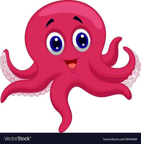 Octopus Cartoon, Sea Creatures Drawing, Cartoon Sea Animals, Baby Octopus, Cute Octopus, Cartoon Fish, Octopus Tattoo, Animal Clipart, Baby Shark