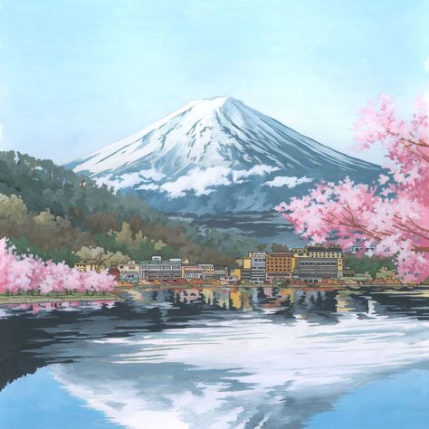 Gunung Fuji, Mount Fuji Japan, Packaging Illustration, Fuji Japan, Japan Illustration, Monte Fuji, Frida Art, Mont Fuji, Japan Painting