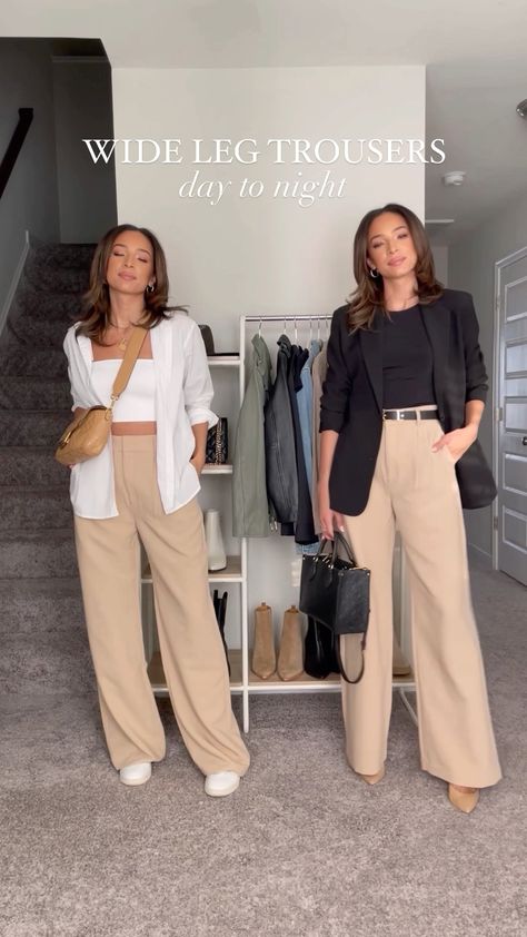 Style Cream Trousers, Work Outfits Beige Pants, Trouser Styling Women, Casual Trouser Pants Outfit, Beige Formal Outfits For Women, Tailored Beige Pants Outfit, Trouser Look Women, H&m Trousers Women, Casual Outfits With Trousers Women