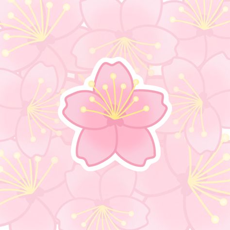 Sakura Stickers Blossoms, Cherry Blossom Icons Aesthetic, Kawaii Flower Stickers, Cute Cherry Blossom Wallpaper, Cherry Blossom Anime Background, Cute Japanese Wallpaper Kawaii, Japanese Stickers Aesthetic, Cherry Blossom Aesthetic Anime, Sakura Wallpaper Blossoms