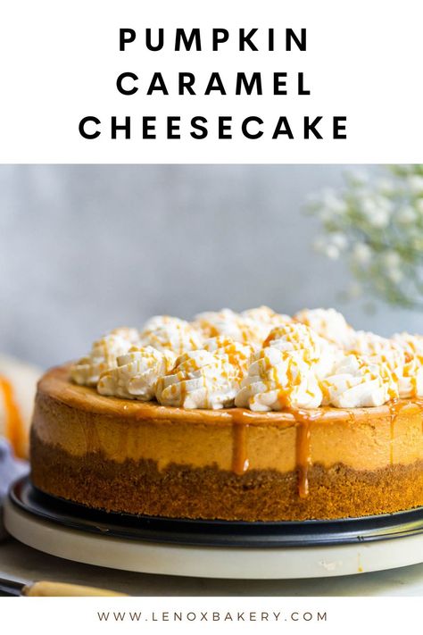 Pumpkin Salted Caramel Cheesecake, Pumpkin Cheesecake With Caramel Sauce, Cheesecakes For Fall, Thanksgiving Cheese Cakes Recipes, Pumpkin Cheesecake Caramel, Pumpkin Cheesecake Topping, Creamy Pumpkin Cheesecake, Salted Caramel Pumpkin Cheesecake, Caramel Fall Desserts