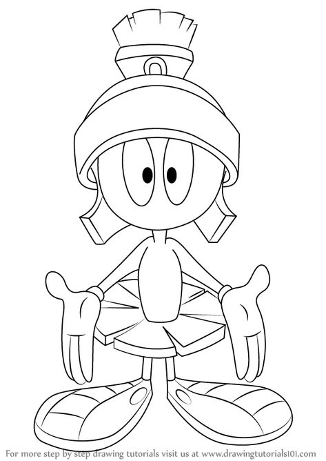 Learn How to Draw Marvin the Martian from Looney Tunes (Looney Tunes) Step by Step : Drawing Tutorials Looney Tunes Characters, Looney Tunes Cartoons, Marvin The Martian, Classic Cartoon Characters, Cartoon Coloring Pages, Disney Coloring Pages, Classic Cartoons, The Martian, Coloring Book Pages