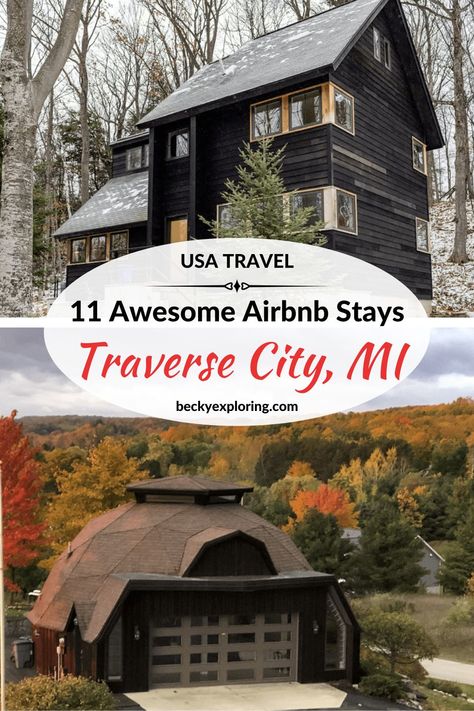 Unique Places To Stay In Michigan, Beautiful Airbnb, Michigan Travel Destinations, Small Lake Houses, Traverse City Michigan, Traverse City Mi, Midwest Travel, Beach Room, Michigan Travel