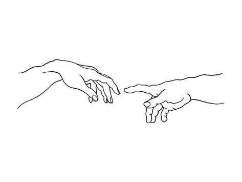 Hands Wall Art, Art Du Croquis, Makeup Print, The Creation Of Adam, Creation Of Adam, Minimalist Drawing, Line Art Tattoos, Embroidered Canvas, Seni Cat Air