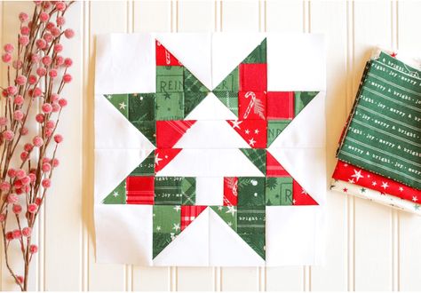 A Christmas Star For Your Next Holiday Project,Christmas Star Block with Christmas tree,Worth A Trip To The Fabric Store Create your own enchanting wall hanging with this versatile 10" square quilt block. A striking display of holiday fab... Natal, Patchwork, Christmas Tree Star Quilt Block, Christmas Tree Quilt Block Patterns, Christmas Tree Quilt Block, Christmas Tree Quilt Pattern, Pillow Wall, Fpp Quilt, Tree Quilt Block