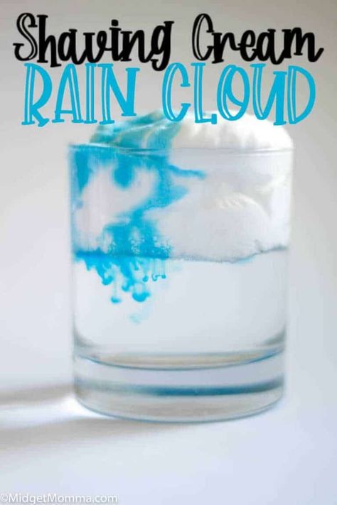 Shaving Cream Clouds, Shaving Cream Rain Clouds Experiment, Shaving Cream Crafts For Kids, Shaving Cream Activities For Kids, Cloud Science Experiment, Water Crafts Preschool, Cloud Science, Cloud Experiments, Steam Experiments