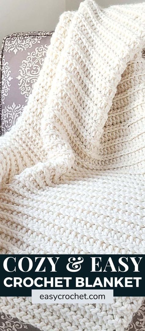 Chunky Crochet Blanket Pattern Free, Fast Crochet Blanket, Chunky Crochet Throw Blanket, Chunky Crochet Throw, Modern Haken, Chunky Crochet Blanket Pattern, Zig Zag Crochet, Crochet Throw Pattern, Chunky Crochet Blanket