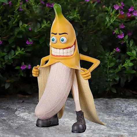 Funny Sculptures, Unusual Christmas Ornaments, Funny Furniture, Miracle Musical, Weird People, Statue Decor, Banana Man, Whimsical Painted Furniture, Unusual Furniture