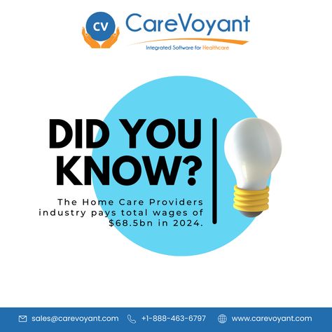 The Home Care Providers industry pays total wages of $68.5bn in 2024. #homecare #privateduty #privatedutynursing #hcbs #personalcare #homehealth #homehealthcare #homehealthcareproviders #homecareagency #homecaresoftware #healthcaresolutions #healthcare #didyouknow Private Duty Nursing, Free Laptop, Average Home, Home Care Agency, Healthcare Technology, Wa State, Never Been Better, Social Media Design Inspiration, Company Culture