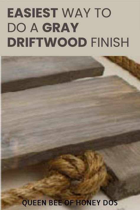 I love the look of aged wood and/or driftwood finishes. This is the ABSOLUTELY easiest DIY method to achieve that look! #paint #furniture #stain #finishes Diy Weathered Wood Look With Stain, How To Paint Driftwood Look, French Country Painted Furniture Diy, Upcycling, Grey Whitewash Furniture, Aged Wood Furniture, How To Get Weathered Wood Look, How To Make Wood Look Like Driftwood, Diy Driftwood Paint Furniture