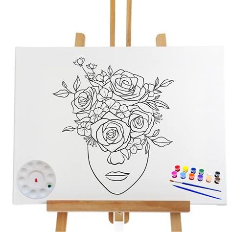 Canvas Stencil Painting, Paint And Sip Picture Ideas, Wine And Paint Party Ideas Canvases, Diy Paint Night Ideas, Pre Drawn Canvas For Adults, At Home Paint And Sip Party, Couple Activity, Pre Drawn Canvas For Painting, Date Night Couple