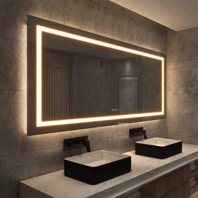 84x 32 durable tempered LED Vanity Mirror for Bathroom, Shatter-Proof Dimmable Wall Mirrors with Anti-Fog, Memory, 3 Colours of lights, Double LED Lights, 30% lighter than usual ones | TOOLKISS 84x 32 Led Vanity Mirror For Bathroom, Shatter-proof Dimmable Wall Mirrors w/ Anti-fog, Memory, 3 Colours, Double Led Lights | Home Decor | TLKS1036 | Wayfair Canada Beachy Room, Led Bathroom Mirror, Backlit Mirror, Vanity Mirrors, Led Bathroom, Led Mirror Bathroom, Led Vanity, Bathroom Vanity Mirror, Led Mirror