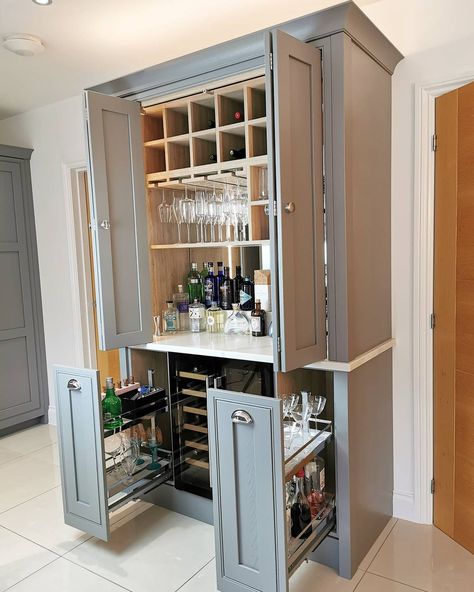 Drinks Cupboard Bar Areas, Bar Cupboard Ideas For Home, Alcove Drinks Cabinet Ideas, Drinks Cabinet With Wine Fridge, Living Room Drinks Cabinet, Built In Drinks Cabinet Kitchen, Alcove Drinks Cabinet, Cocktail Cabinet Ideas, Built In Bar Cupboard