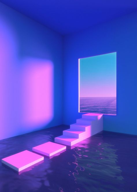 Dreamscape Architecture, Dreamcore Aesthetic, New Retro Wave, Dreamcore Weirdcore, Vaporwave Aesthetic, Neon Aesthetic, Images Esthétiques, Purple Aesthetic, Fantasy Landscape