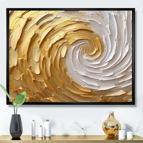 This beautiful "Gold And Cream Enchanted Whirls I" Framed Canvas Art is printed using the highest quality fade resistant ink on canvas. Every one of our Abstract Wall art is printed on premium quality cotton canvas. Rooms Home Decor, Living Room Canvas, Plaster Art, Gold Interior, Gold Cream, Art Living Room, Metal Art Prints, Metal Artwork, Metal Wall Decor
