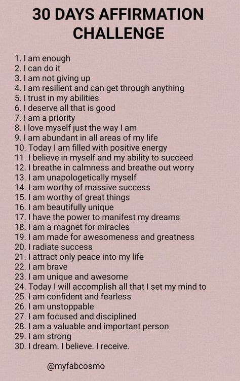 30 Day Affirmations, Do These Things For 30 Days, Affirmation Challenge 30 Day, 30 Day Affirmation Challenge, 30 Days Of Affirmations, 30 Days Affirmation Challenge, 30 Day Spiritual Growth Challenge, Self Love Challenge Ideas, 30 Days Confidence Challenge