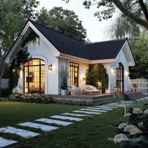 38 Unique Small House Designs That Look Amazing (Pictures) Smart Cottage Homes, Small House Luxury Design, Unique Guest House Ideas, Small Home Design Ideas Exterior, House Minimalist Design Interiors, Mountain View Home Dream Houses, Cute House Exterior Small, Exterior Of House Ideas, House Inspo Exterior Small