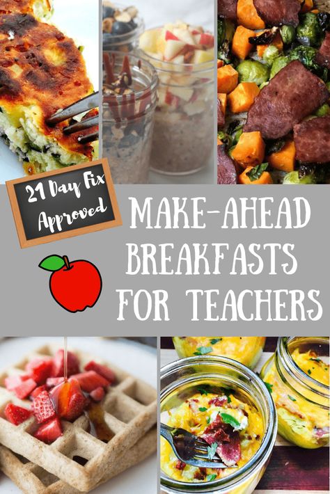 This list of 21 Day Fix Make Ahead Breakfasts for Teacher is great for anyone who wants to plan and prepare a healthy breakfast for those busy weekday mornings! Clean Eating Breakfast, Breakfast Ideas On The Go, Make Ahead Breakfasts, 21 Day Fix Breakfast, Breakfast Quick, Teacher Breakfast, Detox Breakfast, 21 Day Fix Meal Plan, Ideas For Breakfast