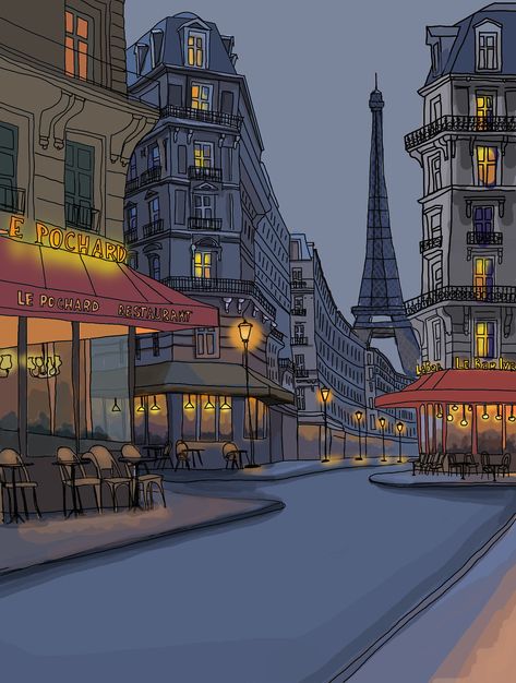 Paris at night | My digital illustration | Helena Crevel | Flickr Paris Drawing, Peisaj Urban, Paris Illustration, City Drawing, Architecture Drawing Art, Paris At Night, City Illustration, City Street, Urban Sketching