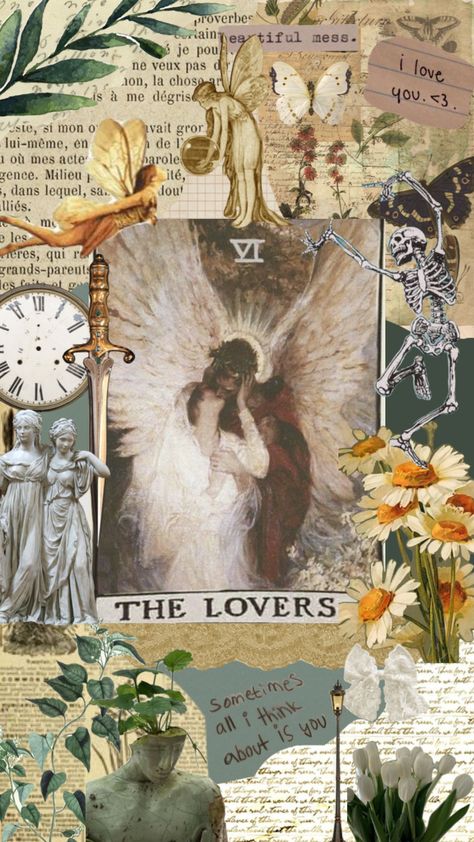 The Lovers 🫶🏻 #tarot #tarotcard #thelovers #aesthetic #witchcraft #vintage Tarot Card Wallpaper Aesthetic, Page Of Cups, The Lovers Tarot Card, The Sun Tarot, The Lovers Tarot, Esoteric Art, Star Crossed Lovers, Mystical World, Tarot Card Meanings