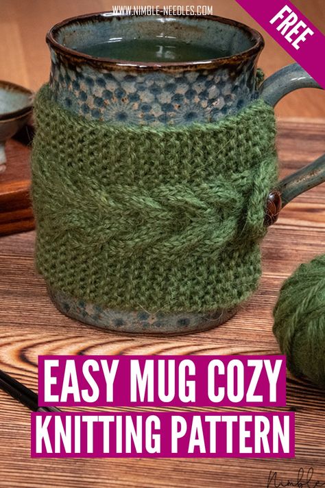 Couture, Amigurumi Patterns, Knitted Coffee Mug Cozy Free Pattern, Loom Knit Coffee Cozy Sleeve, Quick Knit Christmas Gifts, Knitted Coffee Cozy Pattern Free, Knit Coffee Cozy Pattern, Cup Cozy Knitting Pattern, Knitted Coffee Sleeve