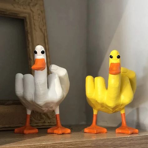 ArtZ® Duck With A Bad Attitude Sculpture – ArtZMiami Figurine, Mock Duck, Concave Mirrors, Duck Ornaments, Duck Decor, Cute Duck, Quirky Decor, Bad Attitude, Metal Ornament