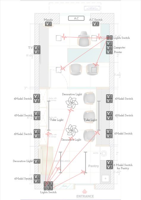 This is Furniture Layout and Electrical Layout of Small Office around 160 Sq.Ft. in Mumbai. Rectangle Office Layout Ideas, Small Office Layout Floor Plans, Office Layout Ideas, Office Floor Plan, Laundry Room Renovation, Office Plan, Electrical Layout, Office Floor, Room Renovation