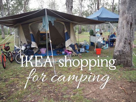 IKEA shopping for camping | Life Behind The Purple Door Organisation, Ikea Camping Hacks, Ikea Tent, Camping Organisation, Camping Pantry, Camping Kitchen Set Up, Zelt Camping Hacks, Ikea Camping, Camp Kitchen Organization