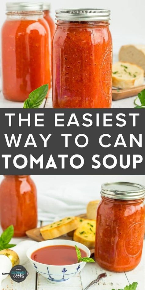 Tomato Soup Recipes For Canning, Canned Homemade Tomato Soup, Canning Tomatoes Soup, Tomato Soup Recipe To Can, Home Canned Tomato Soup Canning Recipes, Pressure Can Tomato Soup, Roasted Tomato Soup For Canning, Cherry Tomato Soup Canning, Homemade Tomato Soup Canning Recipe