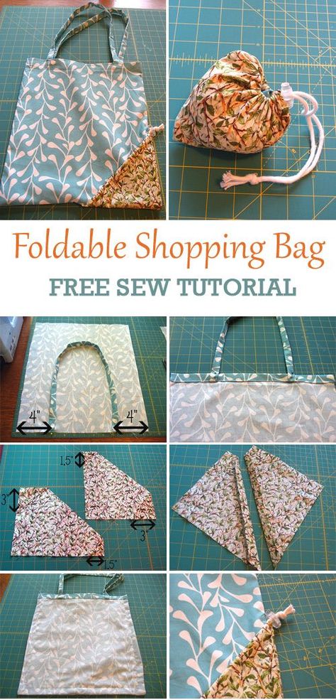 Sewable Gifts, Canvas Sewing Projects, Shopping Bag Tutorial, Shopping Bags Diy, Sewing Gift Ideas, Tips Menjahit, Pola Lengan, Foldable Shopping Bag, Desain Tote Bag