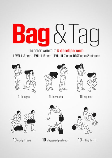 Bag And Tag Workout Race Training, Weighted Bag Workout, Boxing Workouts, Sandbag Workout, Sandbag Training, Bag Workout, Workout Challenges, Gym Workout Chart, Combat Training