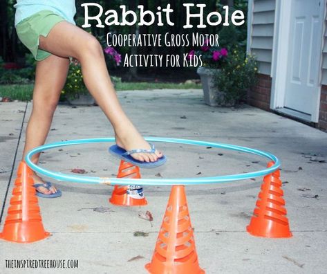 activities for kids rabbit hole                                                                                                                                                      More Gym Games For Kids, Building Games For Kids, Games For Kids Classroom, Sport Ideas, Group Games For Kids, Fun Group Games, Gross Motor Activity, Team Building Games, Gym Games