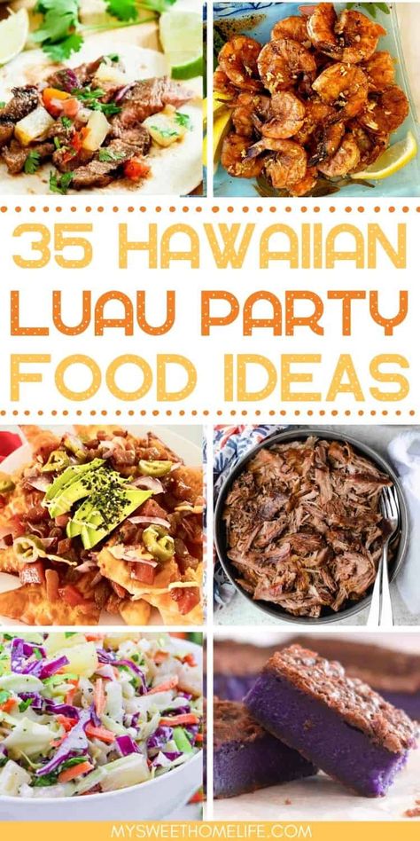 Planning a luau party? Then check out these luau party food recipes. There's appetizers and entrees, sides, mains and of course, dessert! Hawaiian party food. Hawaiian recipes. Beach Hawaiian Party, Hawaiin Theme Side Dishes, Hawaiian Bbq Food Ideas, Luau Fruit Platter, Hawaiian Luau Party Food Sides, Hawaii Bbq Party, Ideas For Hawaiian Party, Hawaii Party Ideas Food, Hawaiian Dinner Party Menu Ideas