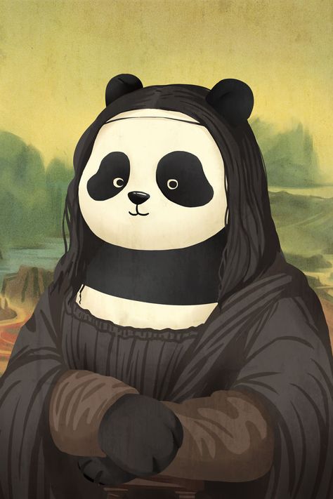 Monalisa Wallpaper, Panda Mignon, Panda Artwork, Panda Painting, Panda Lindo, Panda Drawing, We Bare Bears Wallpapers, Panda Art, Panda Wallpapers