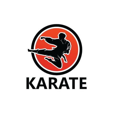 Karate logo template design vector Premi... | Premium Vector #Freepik #vector #karate-logo #karate-silhouette #karate-belt #martial-arts Karate Logo, Karate Stickers, Karate Suit, Sport Karate, Karate Club, Karate Martial Arts, Logo Design Art, Art Template, God Loves Me