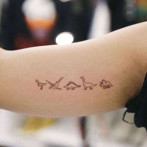 Small Pterodactyl Tattoo, Mom Dinosaur Tattoo, Dino Tattoo Ideas, Tattoo Ideas Dinosaur, Little Dinosaur Tattoo, Dino Tattoo Cute, Dinosaurs Tattoo, Mini Dino Tattoo, Cute Dino Tattoo