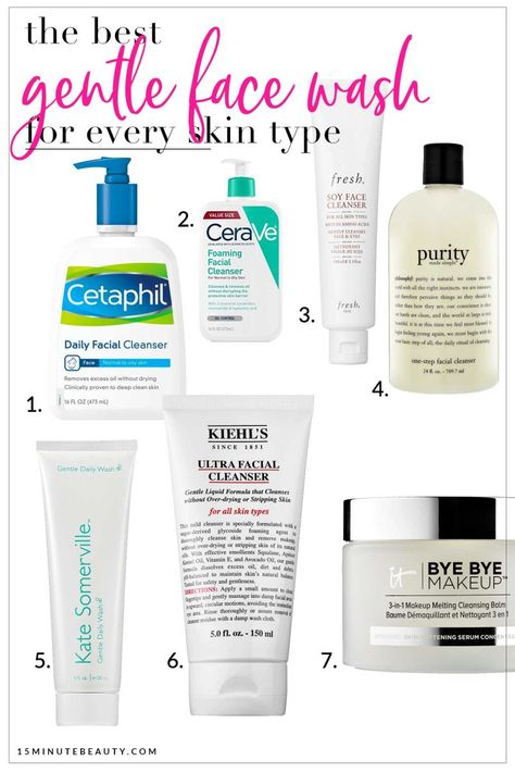 Everyone should have a gentle facial cleanser that they can use every day to remove their makeup and any dirt. These are the best gentle face washes. Face Wash For All Skin Types, Face Wash For Dry Sensitive Skin, Face Wash For Oily Acne Prone Skin, Best Face Wash For Sensitive Skin, Best Gentle Face Cleanser, Sensitive Skincare Products, Best Facial Cleanser For Dry Skin, Best Face Wash For Acne Prone Skin, Skin Care For Sensitive Acne Prone Skin
