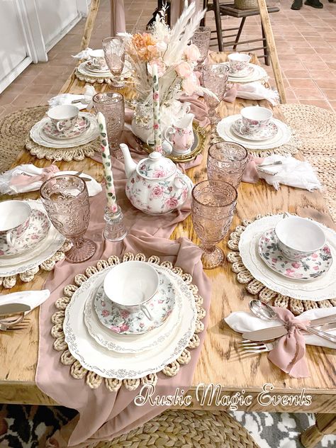 Tea Party Table Settings Ideas, Rustic Tea Party, Ideas For The Garden, Table Settings Ideas, Tea Party Table Settings, Outdoor Tea Parties, Elegant Tea Party, Adult Tea Party, Tea Table Settings