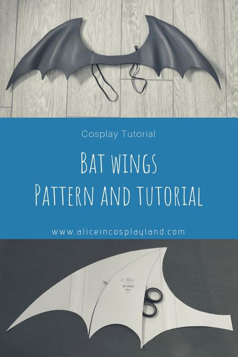 Foam bat wings tutorial and pattern | Alice in Cosplayland Bat Wings Pattern, Bat Wings Diy, Wings Costume Diy, Wings Template, Bat Wings Costume, Wings Tutorial, Halloween Wings, Demon Costume, Wings Pattern