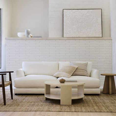 76 Inch Sofa, Sofa Design Living Rooms Minimalist, Haven Sofa West Elm, White Comfy Couch, Trending Sofas, Haven Sofa, Best Couches, White Couch Living Room, Henry Sofa