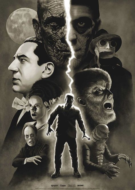 Universal Monsters Art, Hollywood Monsters, Classic Monster Movies, Horror Monsters, Famous Monsters, Horror Icons, Classic Horror Movies, Horror Show, Universal Monsters