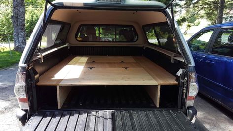 Show us your truck bed sleeping platform/drawer/storage systems | Page 31 | Tacoma World Truck Bed Platform, Tacoma Truck Bed Camping, Truck Bed Sleeping Platform, Truck Bed Sleeping, Tacoma Camper, Truck Cap Camper, Truck Bed Box, Utv Trailers, Tacoma Build