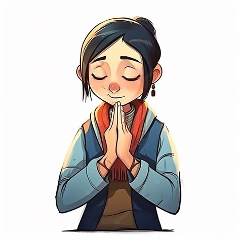 Praying Illustration, Girl Praying, Eyes Closed, Her Eyes, A Cartoon, Premium Photo, Girl Cartoon, 1 Million, A Girl