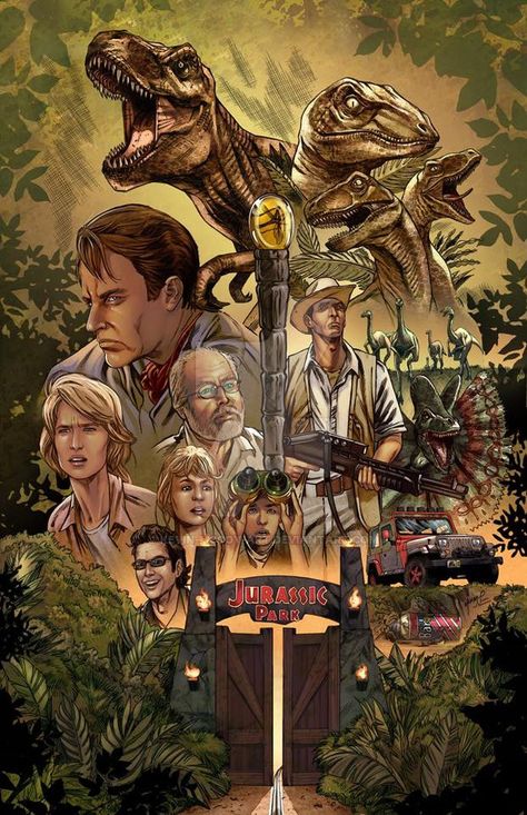 Jurassic Park by Kevin McCoy [©2015] Jurassic Park Trilogy, Jurassic Movies, Jurassic Park Poster, Jurassic Park Logo, Jurassic Park 1993, Jurassic Park Movie, Jurrasic Park, Michael Crichton, Fan Poster