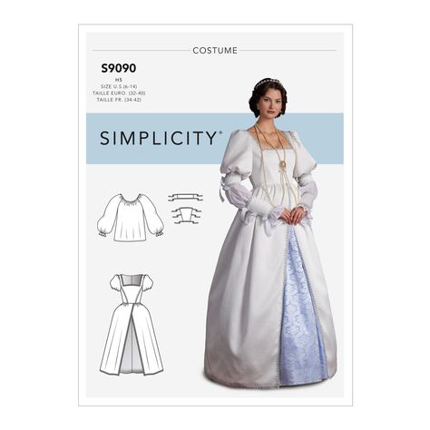 Simplicity S9090 MISSES HIST COSTUME Medieval Cosplay, Boned Bodice, Costume Sewing Patterns, Costume Patterns, Skirt And Blouse, Simplicity Sewing, Sewing Pattern Sizes, Simplicity Sewing Patterns, Historical Costume