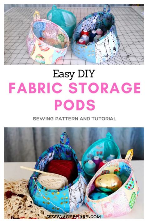 Fabric Storage Pods Free Sewing Pattern Sewing Storage Bag, Couture, Patchwork, Organisation, Quilted Storage Pods Free Pattern, Fabric Storage Pod Pattern Free, Fabric Storage Pods, Hanging Storage Pods Free Pattern, Fabric Pods Free Pattern