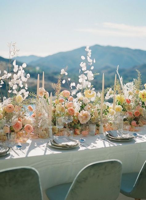 Malibu Rocky Oaks Wedding, Tulle Gowns, Malibu Rocky Oaks, Wedding Flower Inspiration, Garden Party Wedding, 100 Layer Cake, Peach Wedding, Deco Floral, Wedding Tablescapes